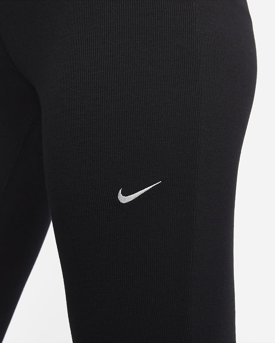 Nike Sportswear Chill Knit Women's Tight Mini-Rib Flared Leggings - Black/Sail