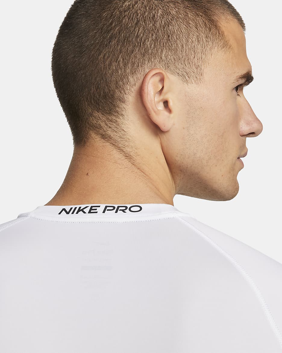 Nike Pro Men's Dri-FIT Tight Long-Sleeve Fitness Top - White/Black