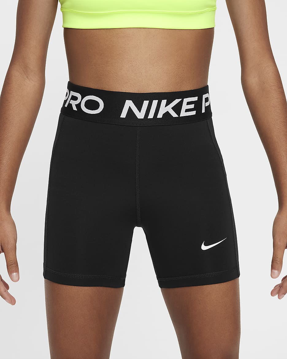 Nike Pro Leak Protection: Period Girls' Dri-FIT Shorts - Black/White