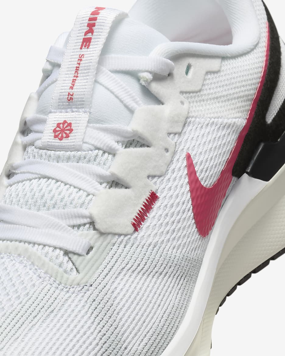 Tenis de correr en pavimento para mujer Nike Structure 25 - Blanco/Rosa margarita/Platino puro/Negro