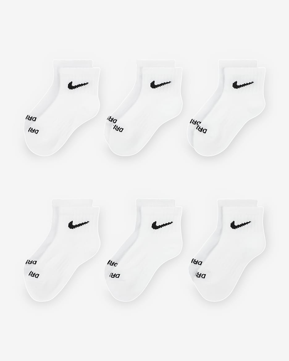 Nike Dri-FIT Performance Basics Little Kids' Ankle Socks (6 Pairs) - White