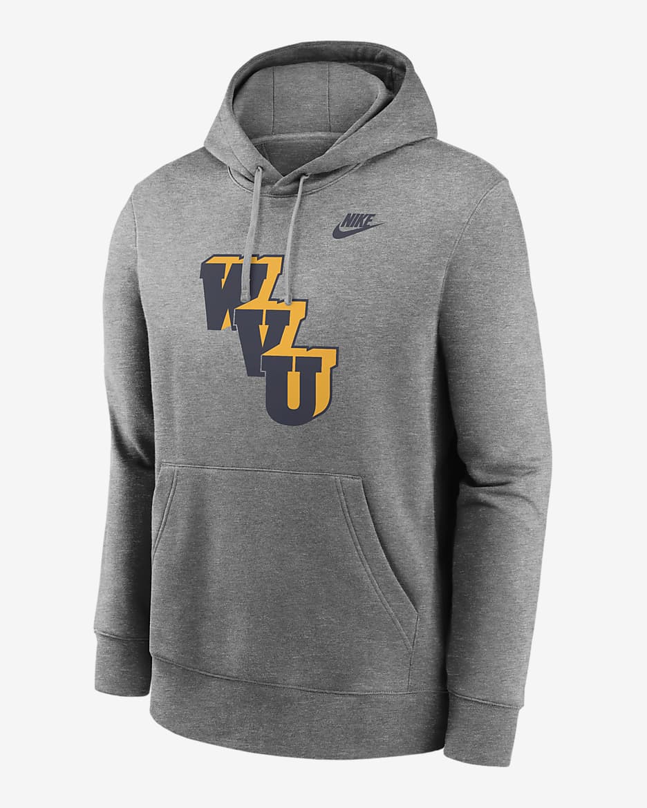 West Virginia Mountaineers Legacy Club Primary Logo Men's Nike College Pullover Hoodie - Dark Grey Heather