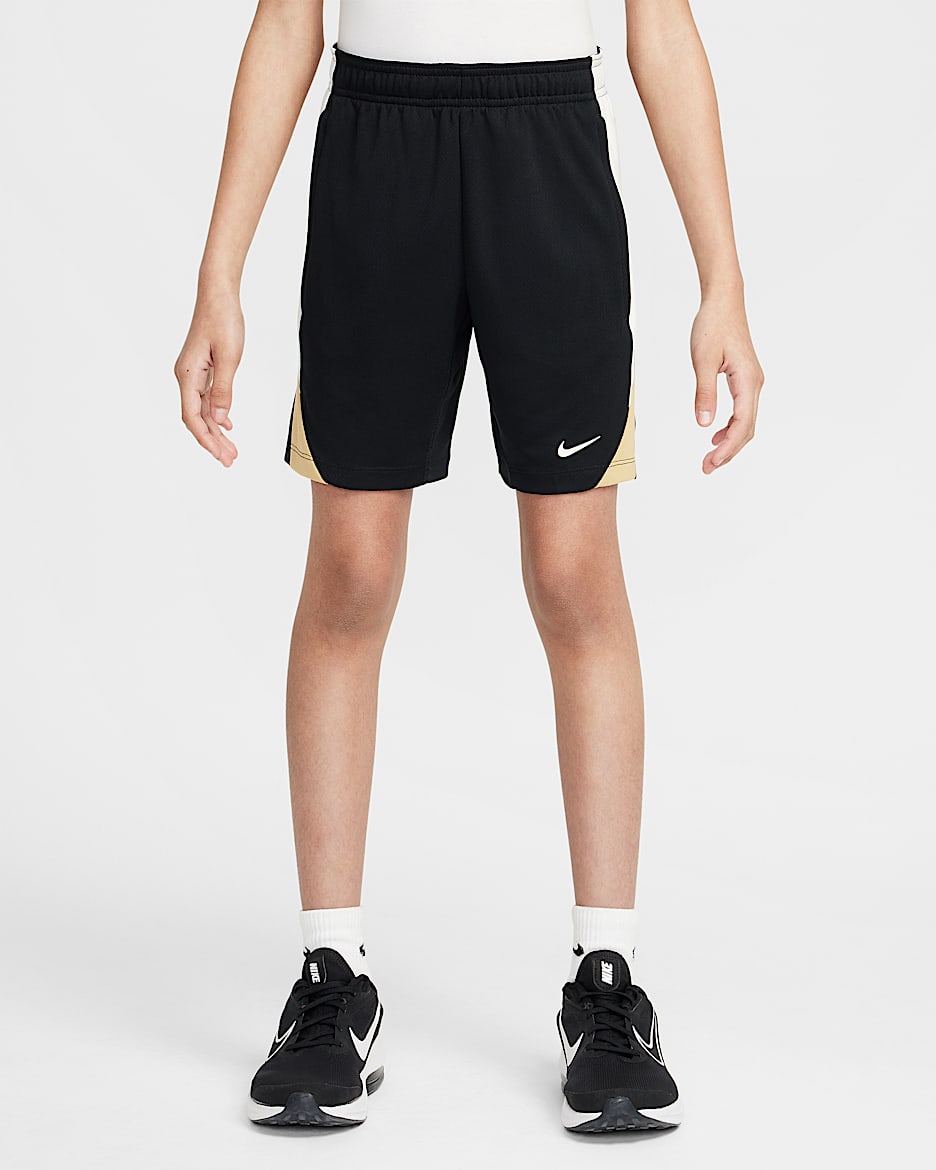 Nike Dri-FIT Strike Older Kids' Football Shorts - Black/Pale Ivory/Jersey Gold/Pale Ivory
