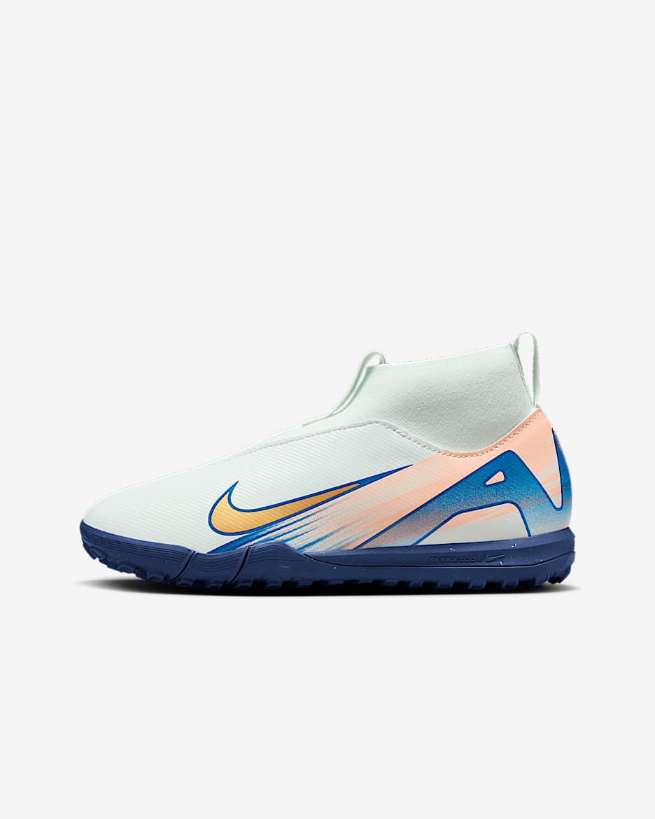 Nike Jr. Superfly 10 Academy Mercurial Dream Speed Older Kids' TF High-Top Football Shoes - Barely Green/Crimson Pulse/Metallic Gold Coin