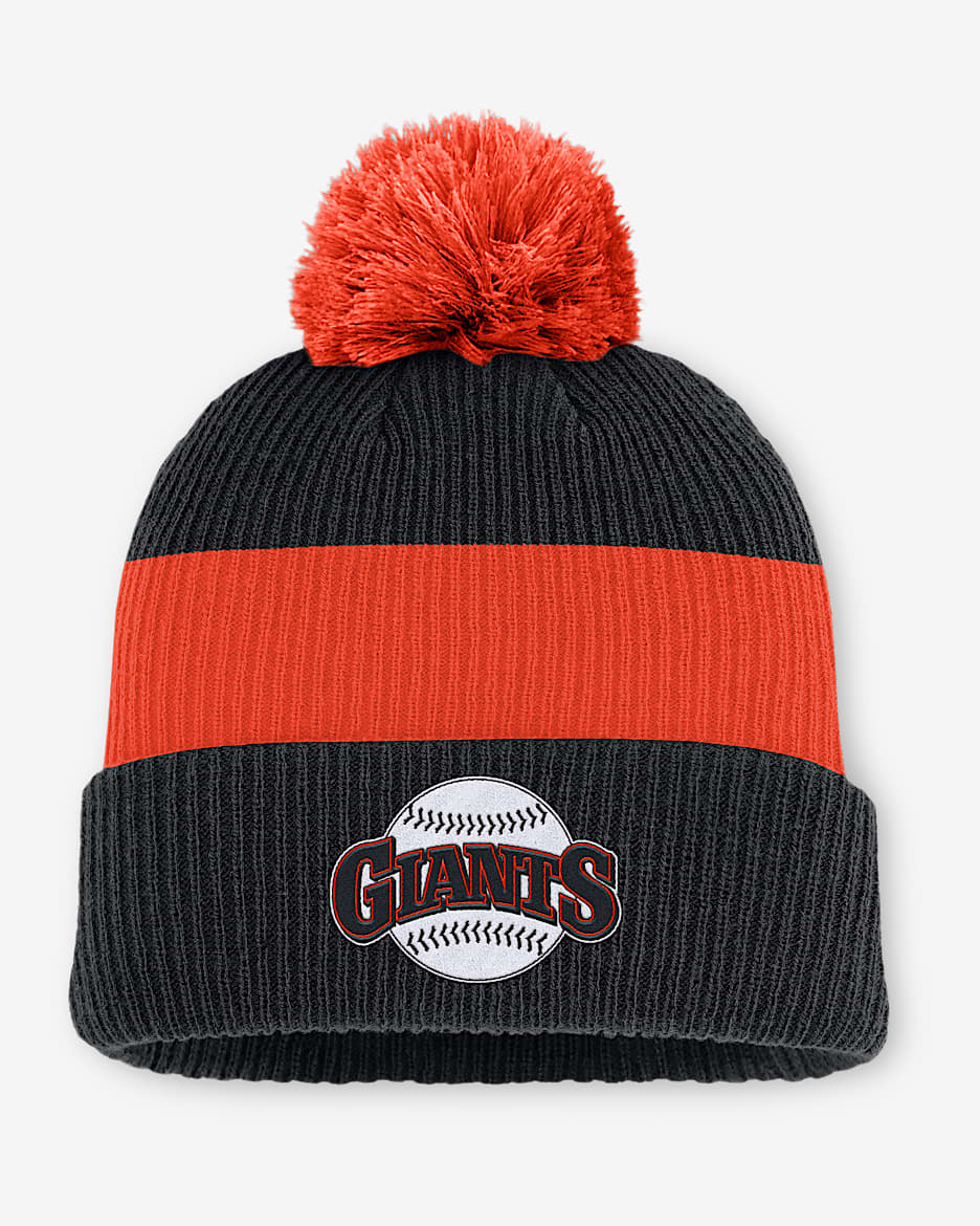 San Francisco Giants Cooperstown Peak Men's Nike MLB Cuffed Pom Beanie - Black