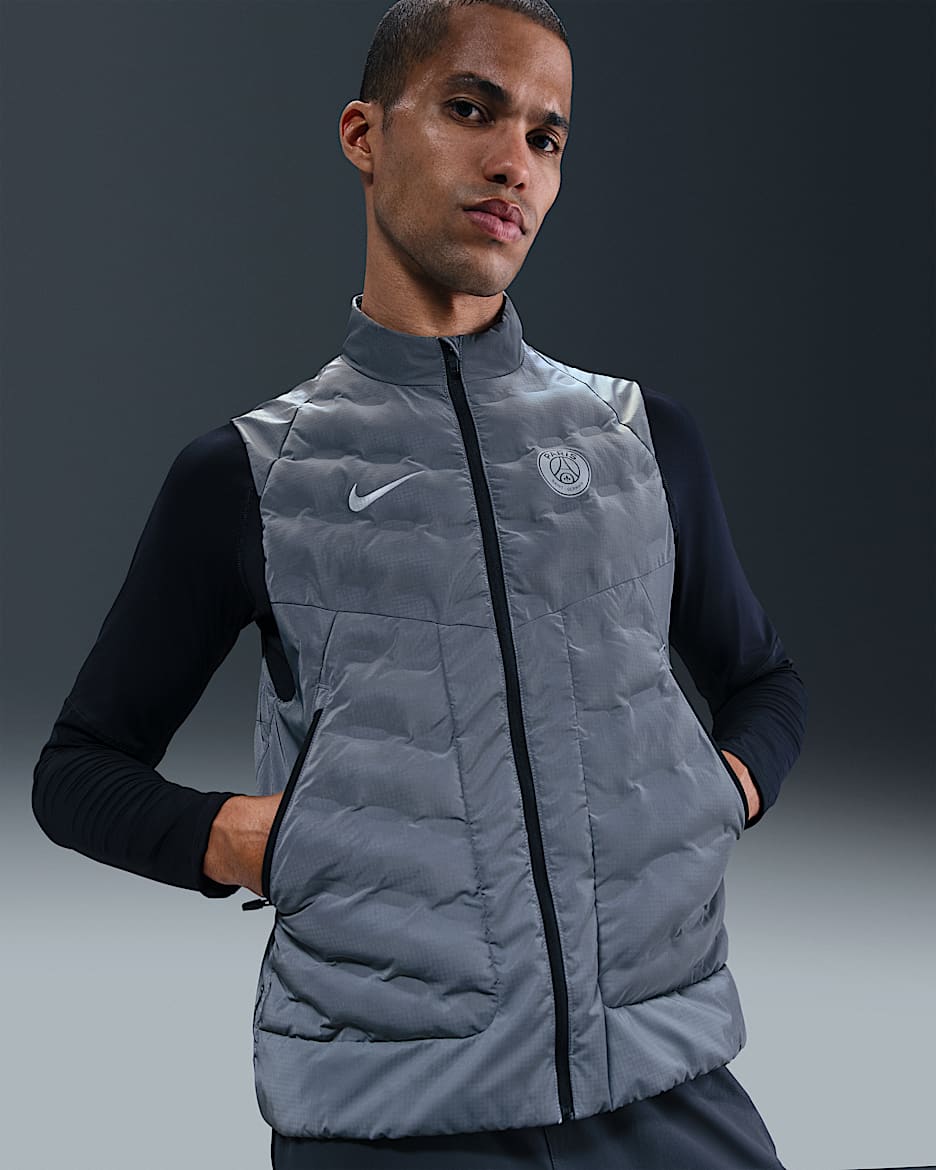 Veste sans manches de foot Nike Therma-FIT ADV Paris Saint-Germain Running Division pour homme - Reflect Silver/Particle Grey