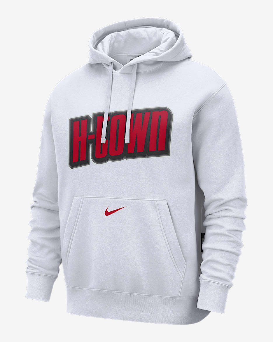 Houston Rockets Club City Edition Sudadera con gorro sin cierre Nike de la NBA de tejido Fleece para hombre - Blanco