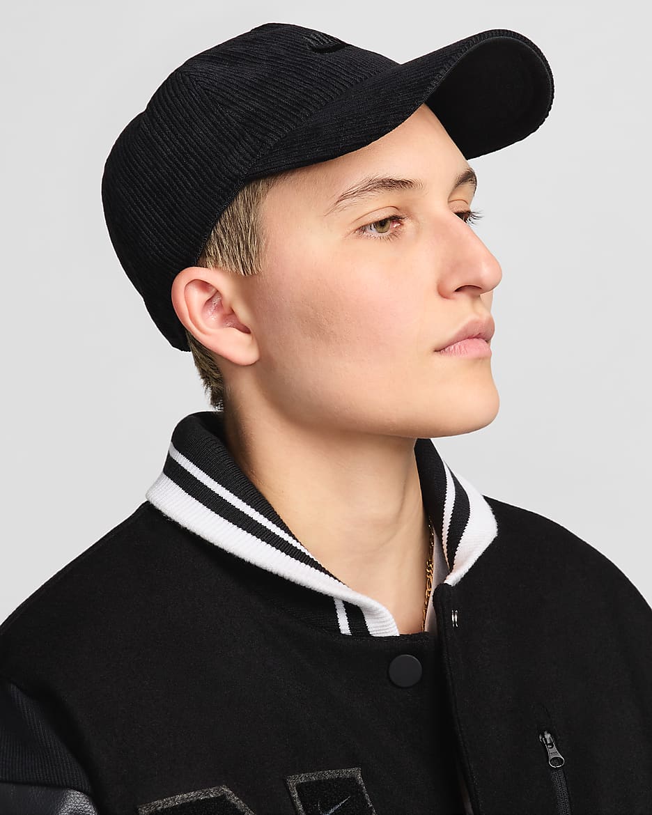 Nike Club unstrukturierte Cord-Cap - Schwarz/Schwarz