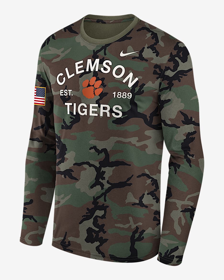 Clemson 2025 Military Appreciation Legend Men's Nike Dri-FIT College Long-Sleeve T-Shirt - Olive