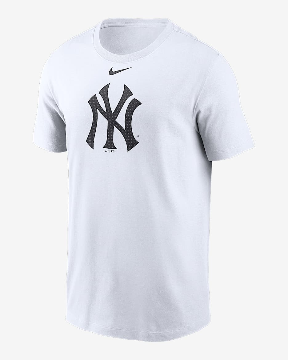 Playera Nike de la MLB para hombre New York Yankees Fuse Large Logo - Blanco