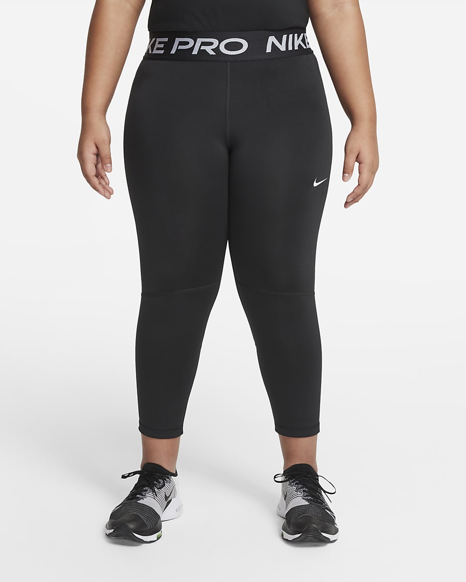 Nike Pro Dri-FIT Big Kids' (Girls') Capri Leggings (Extended Size) - Black/White
