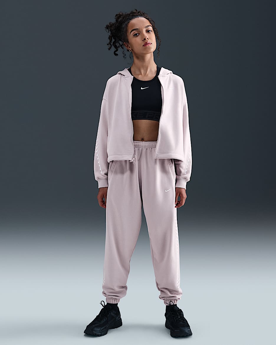 Pantalon en Fleece Dri-FIT Nike Sportswear pour fille - Platinum Violet/Blanc
