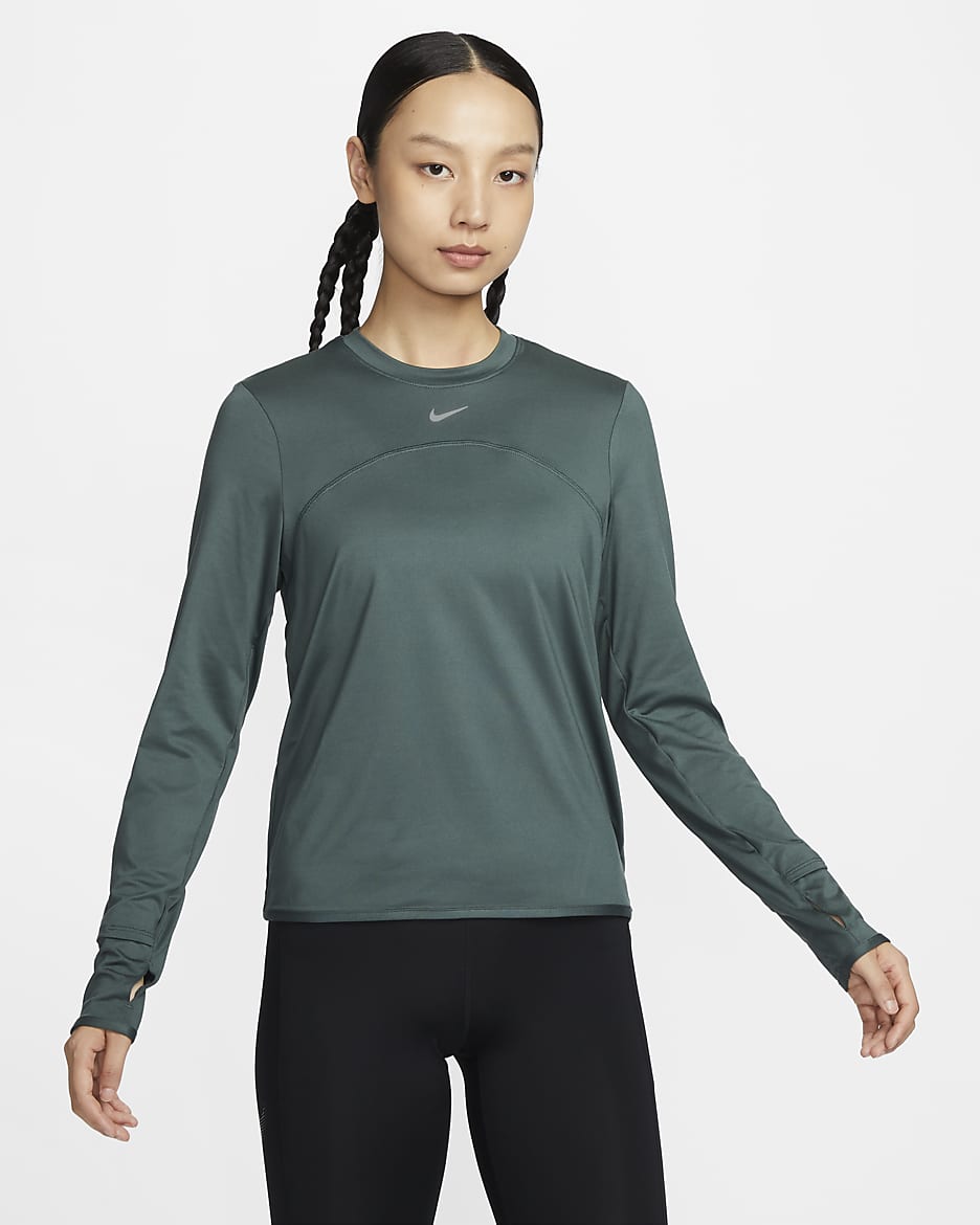 Nike Dri-FIT Swift Element UV Women's Crew-Neck Running Top - Vintage Green