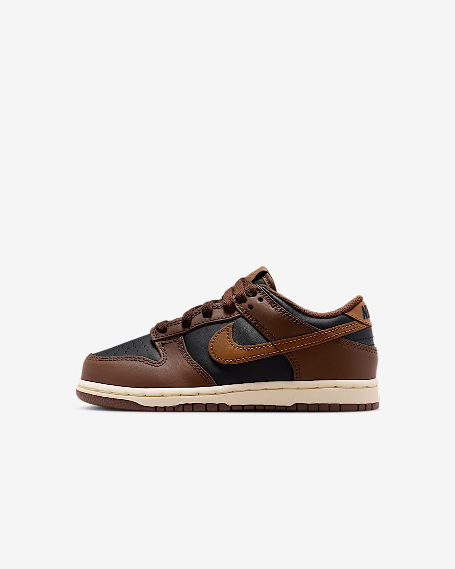 Nike Dunk Low Little Kids' Shoes - Black/Cacao Wow/Coconut Milk/British Tan