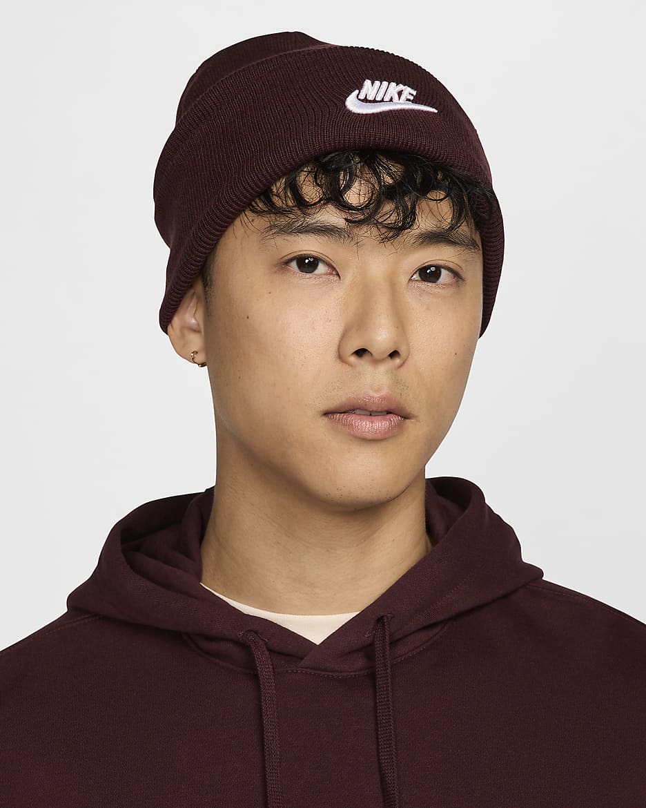 Nike Peak Futura Beanie - Burgundy Crush/White