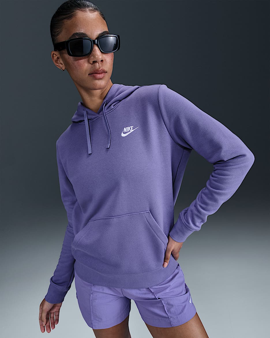 Sudadera con gorro sin cierre para mujer Nike Sportswear Club Fleece - Amatista empolvado/Blanco