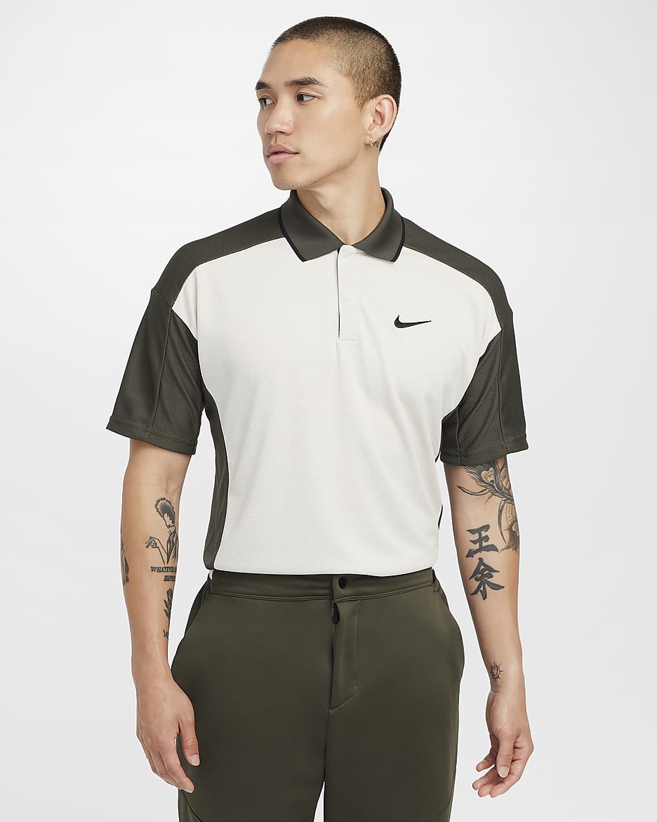 เสื้อโปโลกอล์ฟผู้ชาย Dri-FIT Nike Golf Club - Light Bone/Cargo Khaki/ดำ/ดำ