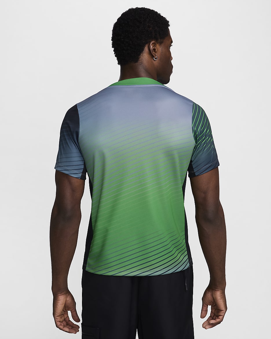 Pánské předzápasové fotbalové tričko Nike Dri-FIT Nigeria Academy Pro s krátkým rukávem - Cool Grey/Lucky Green/Černá/Bílá