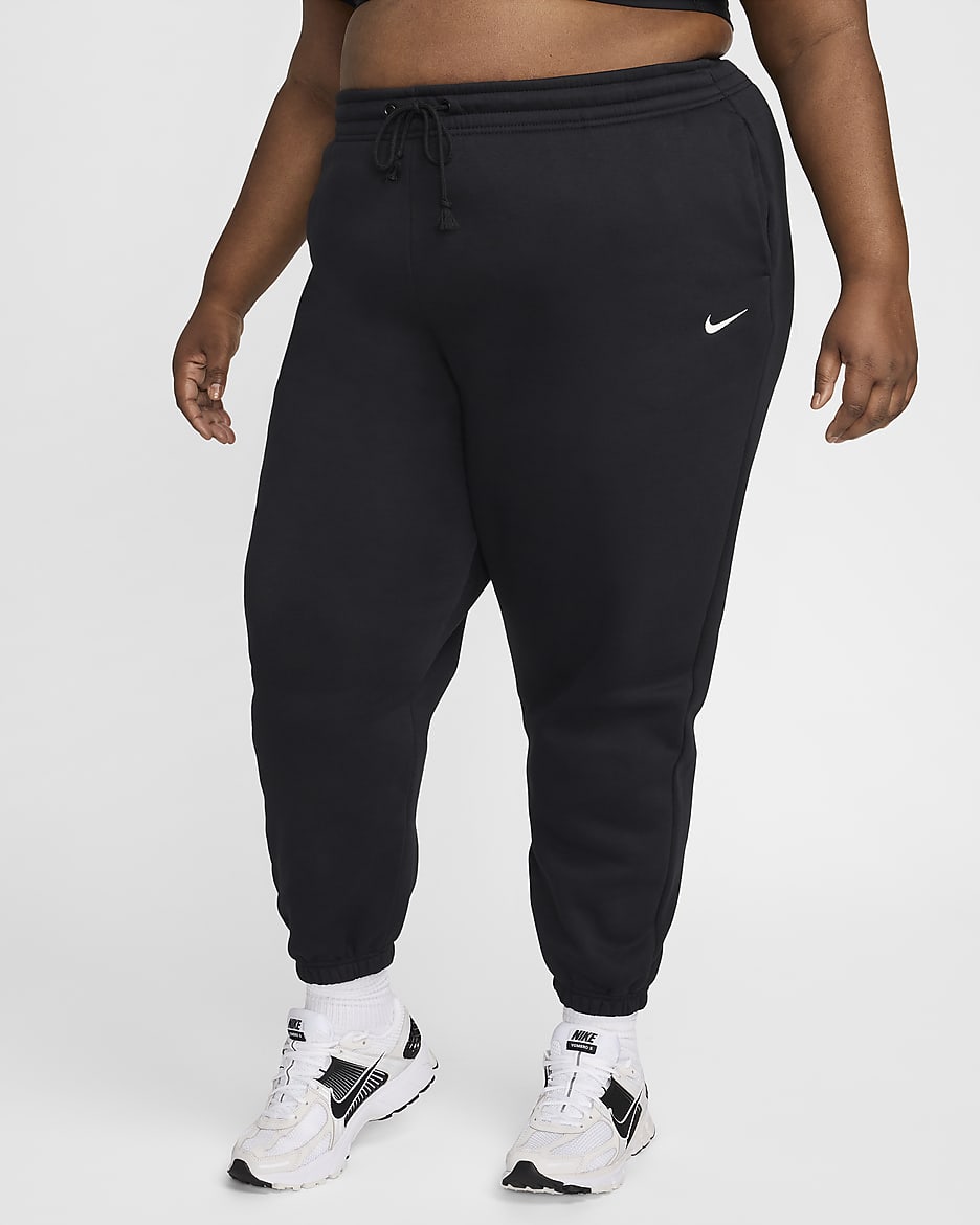 Nike Sportswear Phoenix Fleece ekstra store sweatpants med høyt liv til dame (Plus Size) - Svart/Sail