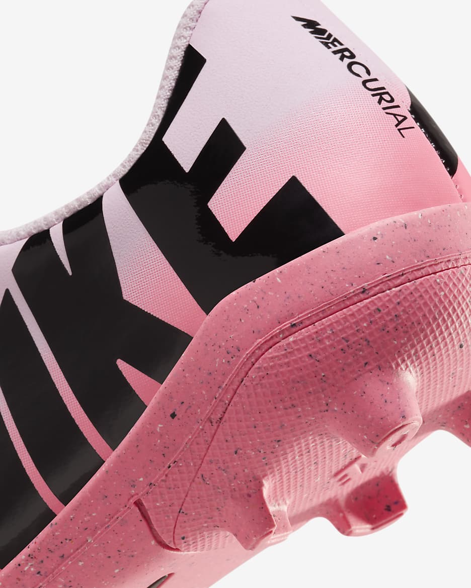 Tacos de fútbol de corte low para terrenos múltiples para niños de preescolar Nike Jr. Mercurial Vapor 15 Club - Espuma rosa/Negro