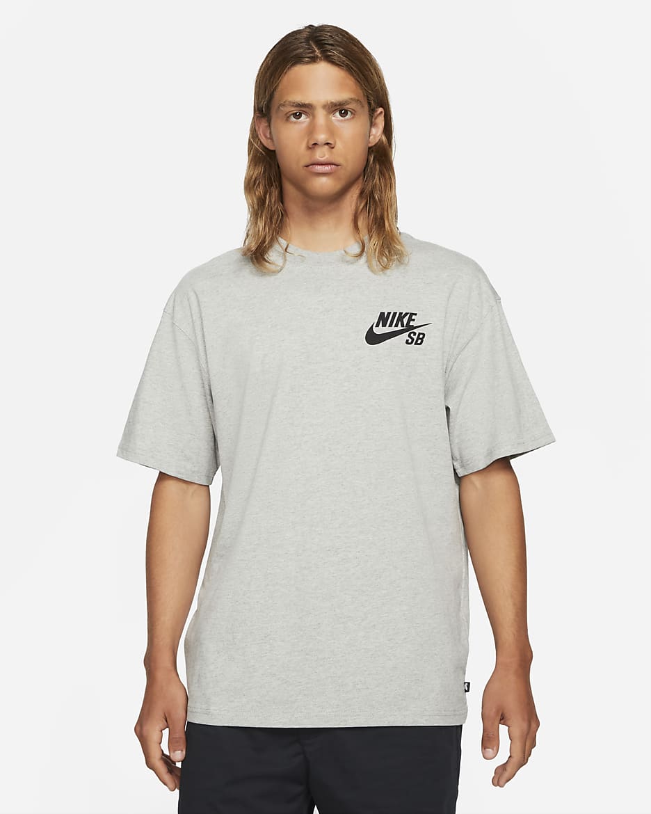 Playera de skateboarding con logotipo Nike SB - Gris oscuro jaspeado/Negro