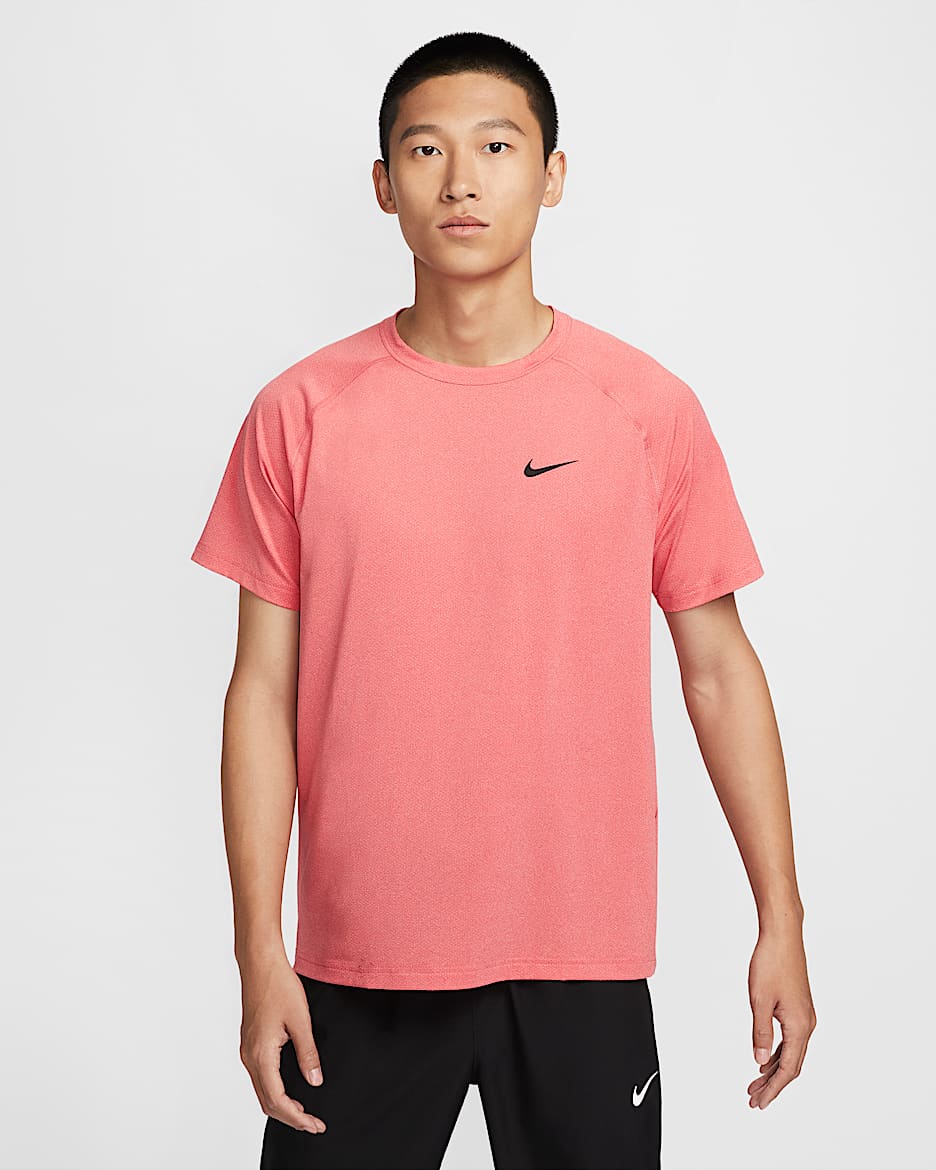 Nike Dri-FIT Ready Men's Short-Sleeve Fitness Top - University Red/Heather/Black