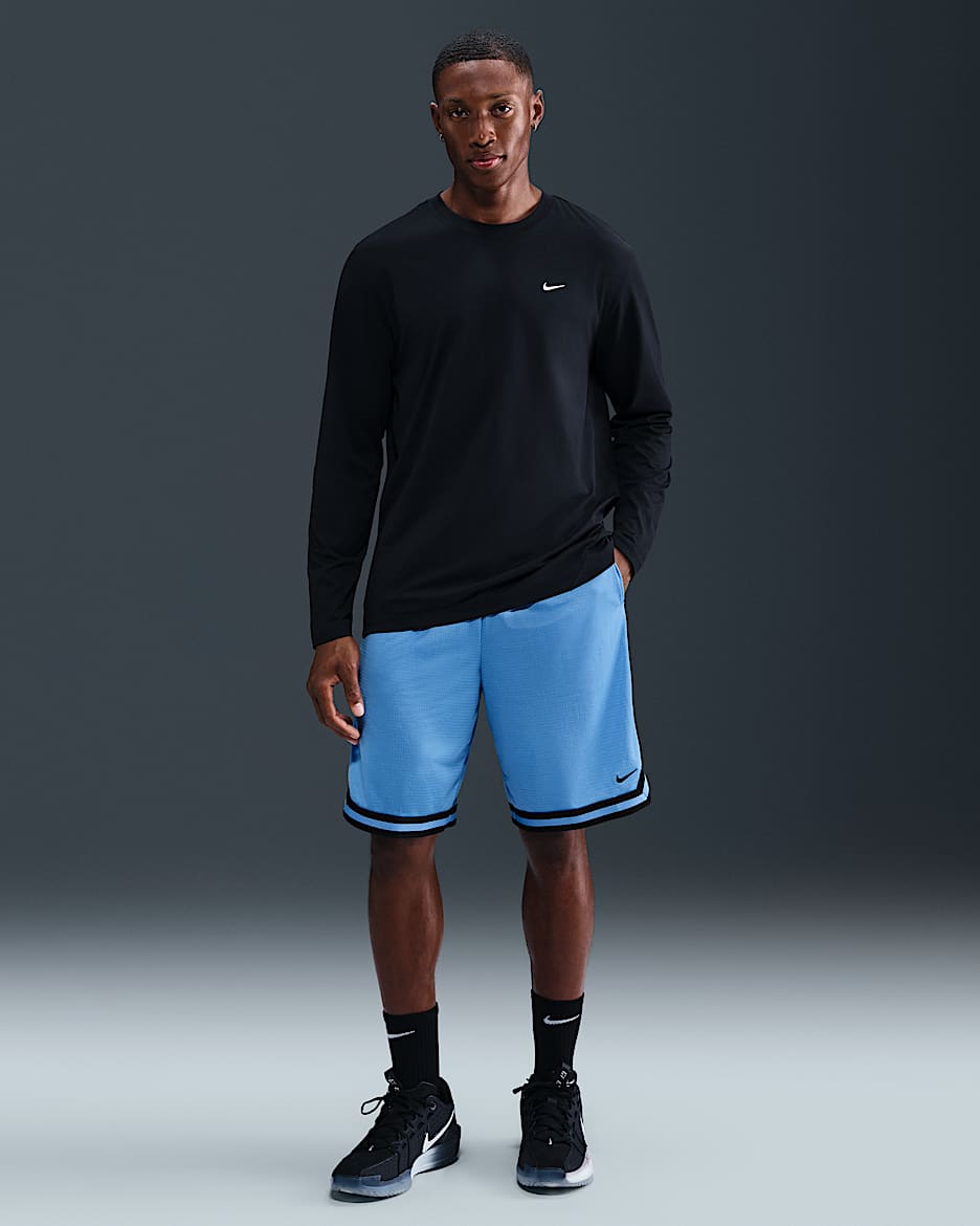 Shorts de básquetbol de 26 cm Dri-FIT para hombre Nike DNA - Azul universitario/Negro/Negro