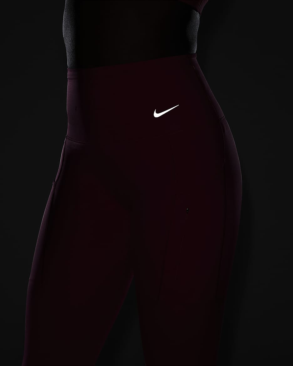 Legging taille haute à maintien supérieur et coupe longue avec poches Nike Go pour femme - Aster Pink/Noir