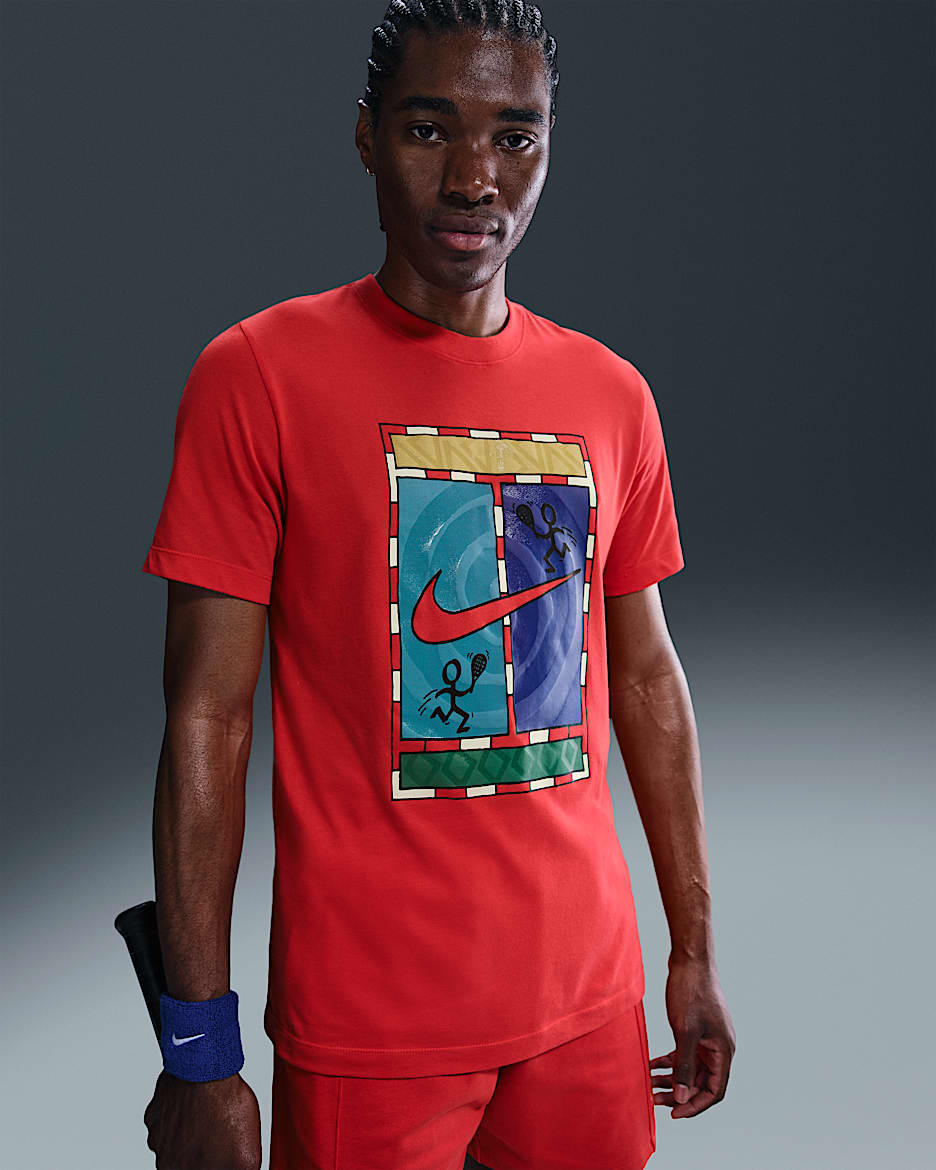 NikeCourt Men's Dri-FIT Tennis T-Shirt - Light Crimson