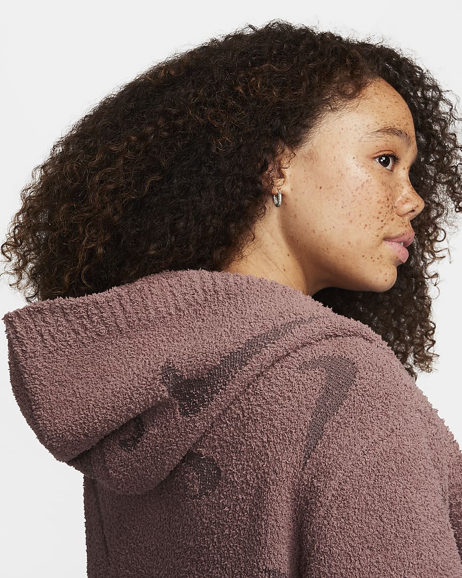 Nike Sportswear Phoenix Cozy Bouclé lockere, lange Strickjacke für Damen - Smokey Mauve/Plum Eclipse