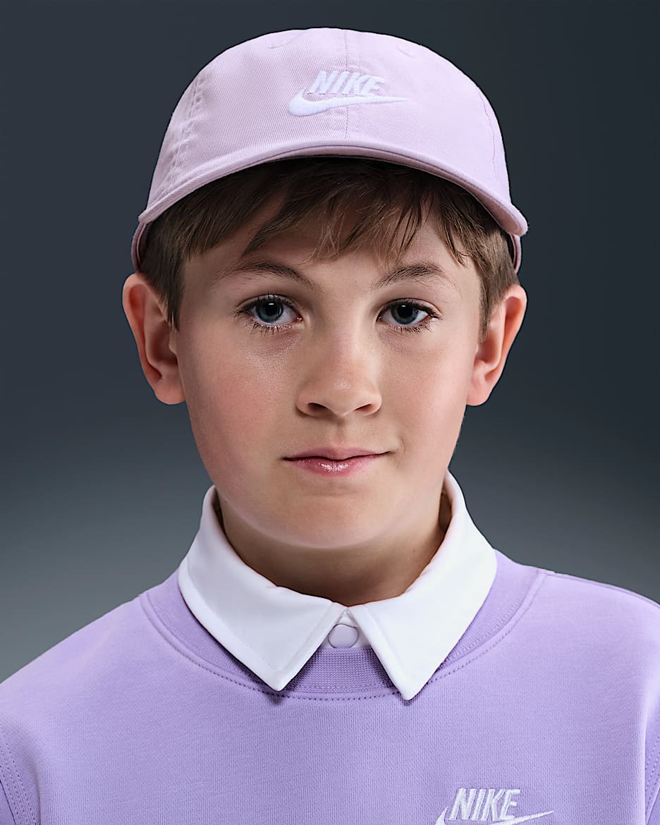 Gorra desestructurada Futura Wash para niños Nike Club - Muñeca/Blanco