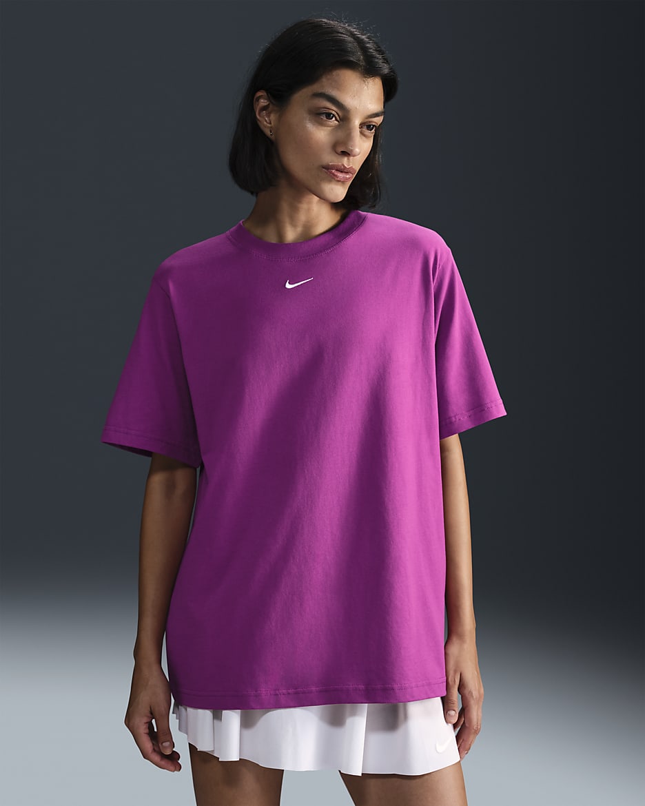 Nike Sportswear Essential Camiseta - Mujer - Hot Fuchsia/Blanco