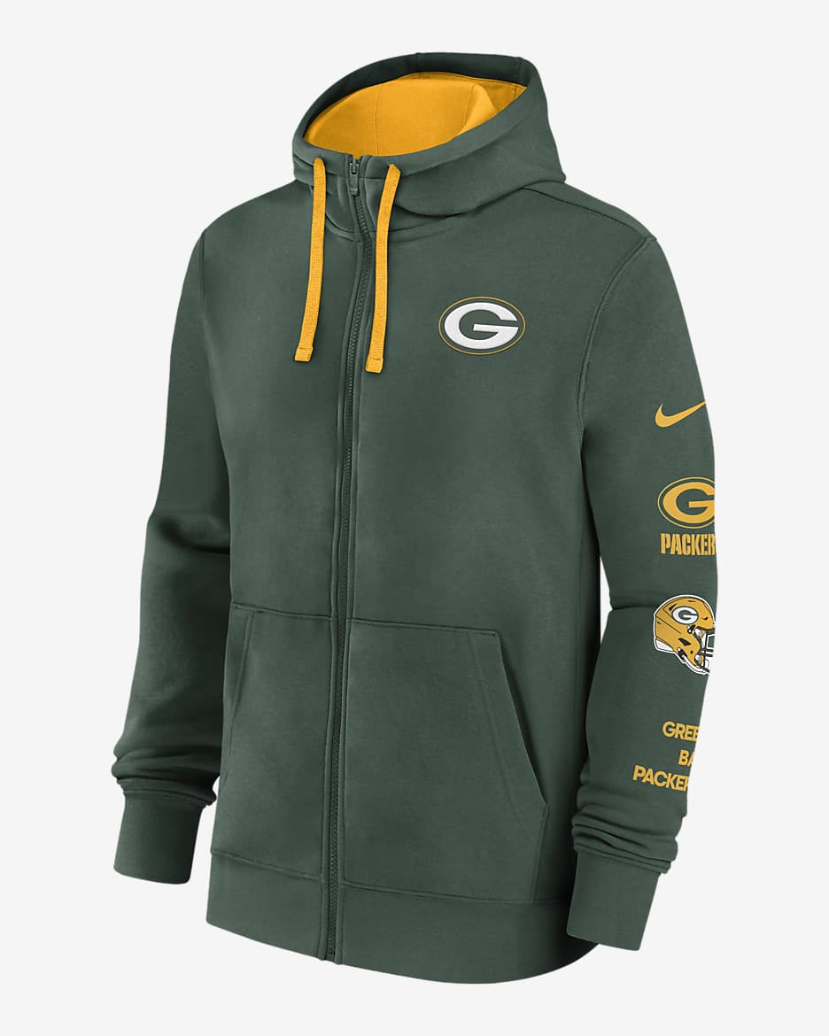 Green Bay Packers Club Men's Nike NFL Full-Zip Hoodie - Green