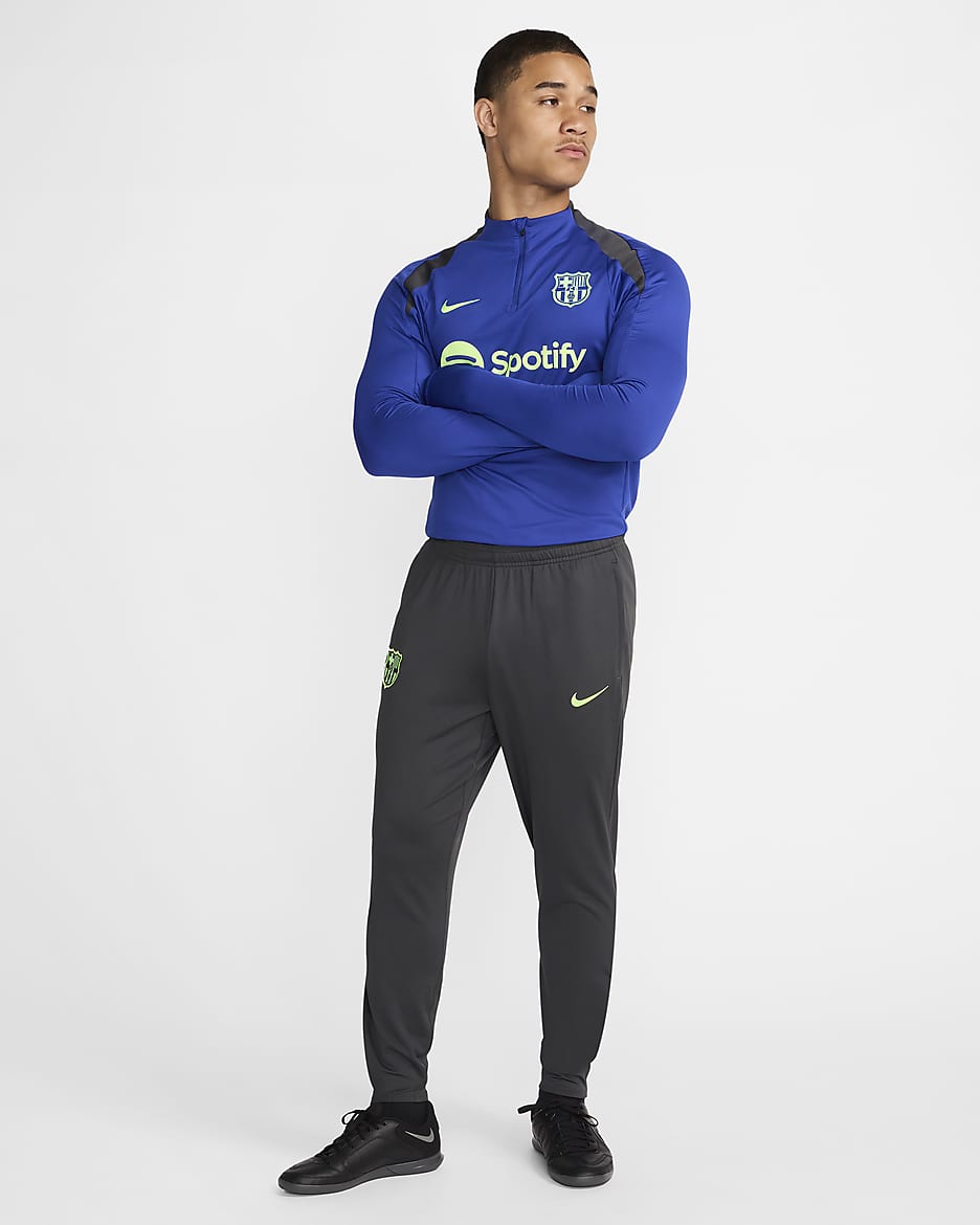 F.C. Barcelona Strike Third Men's Nike Dri-FIT Football Pants - Anthracite/Old Royal/Lime Blast