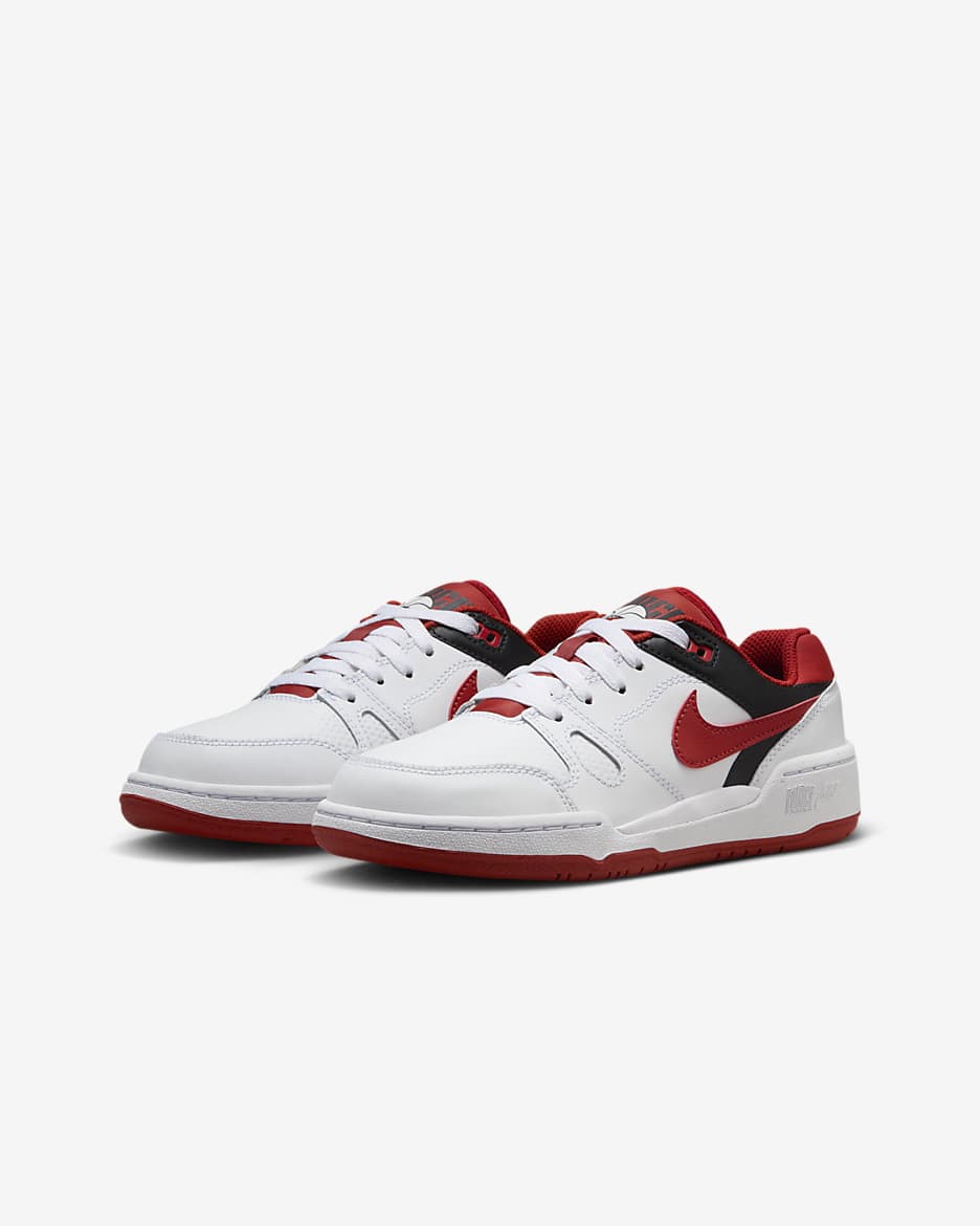 Sapatilhas Nike Full Force Low Júnior - Branco/Preto/Laranja Team/Vermelho Mystic