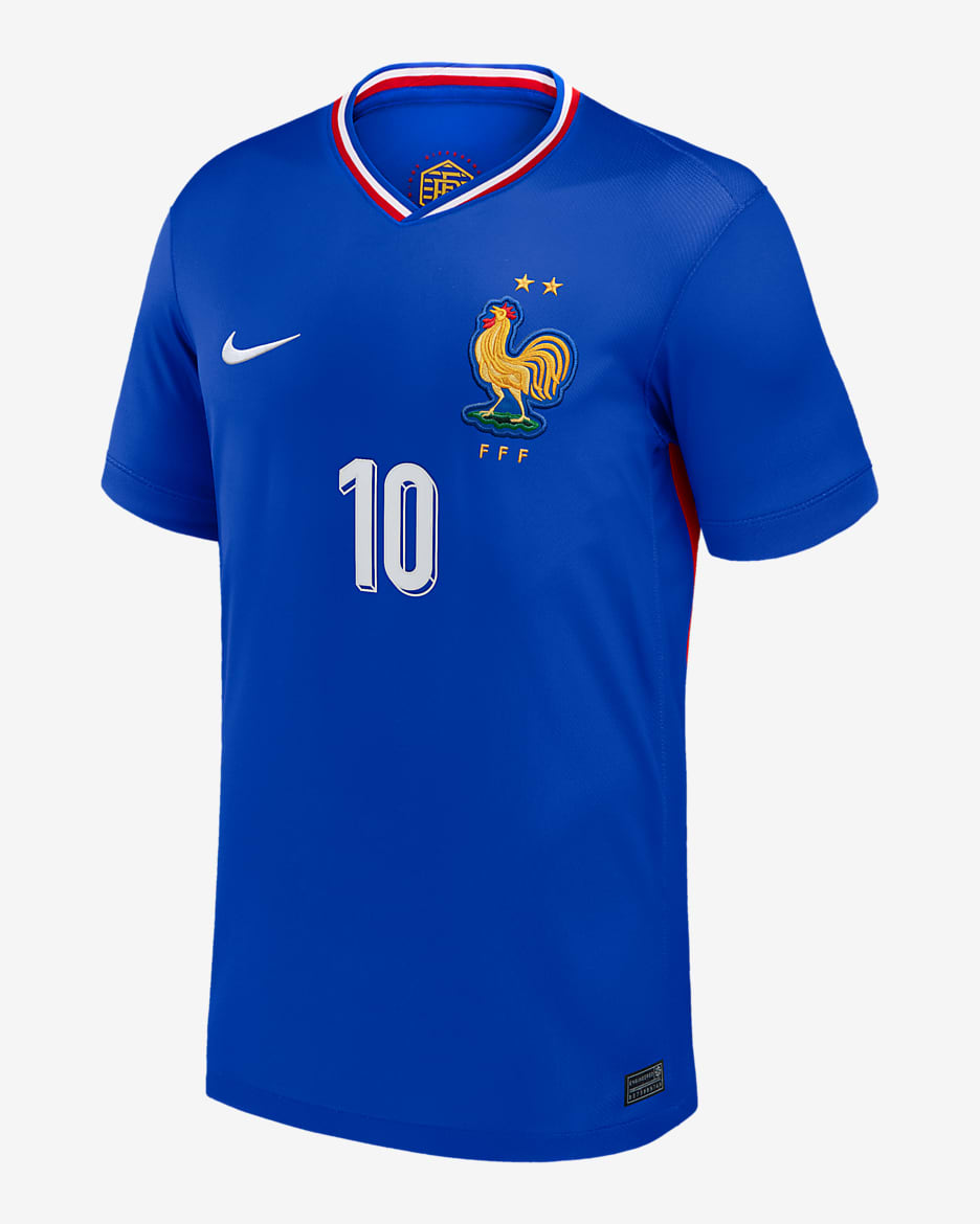 Kylian Mbappé France National Team 2024 Stadium Home Men's Nike Dri-FIT Soccer Jersey - Blue