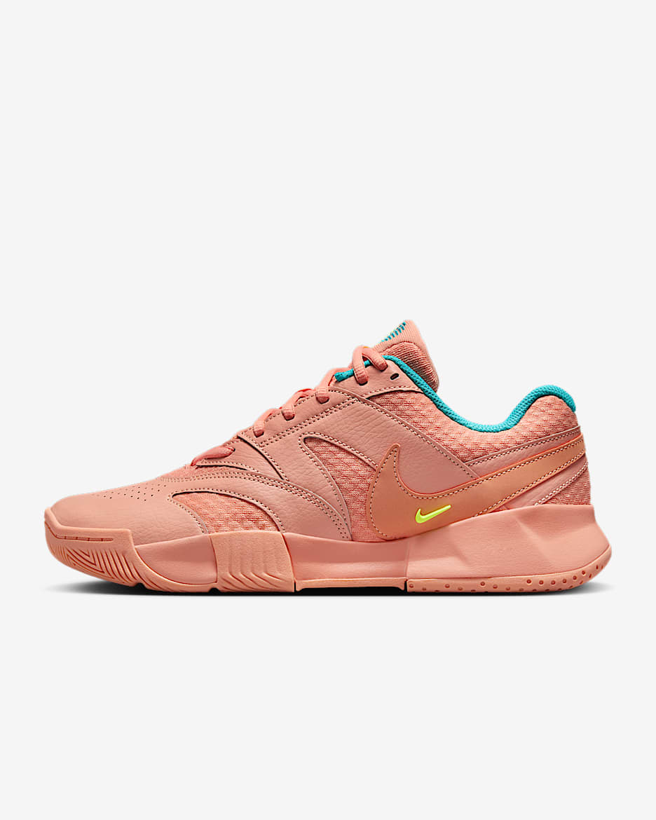 NikeCourt Lite 4 Women's Hard Court Tennis Shoes - Apricot Agate/Dusty Cactus/Volt