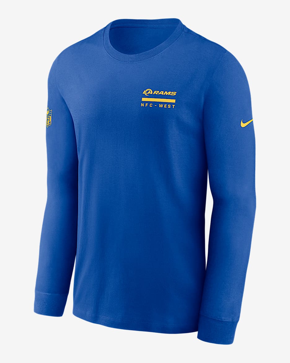 Los Angeles Rams Sideline Team Issue Men's Nike Dri-FIT NFL Long-Sleeve T-Shirt - Blue