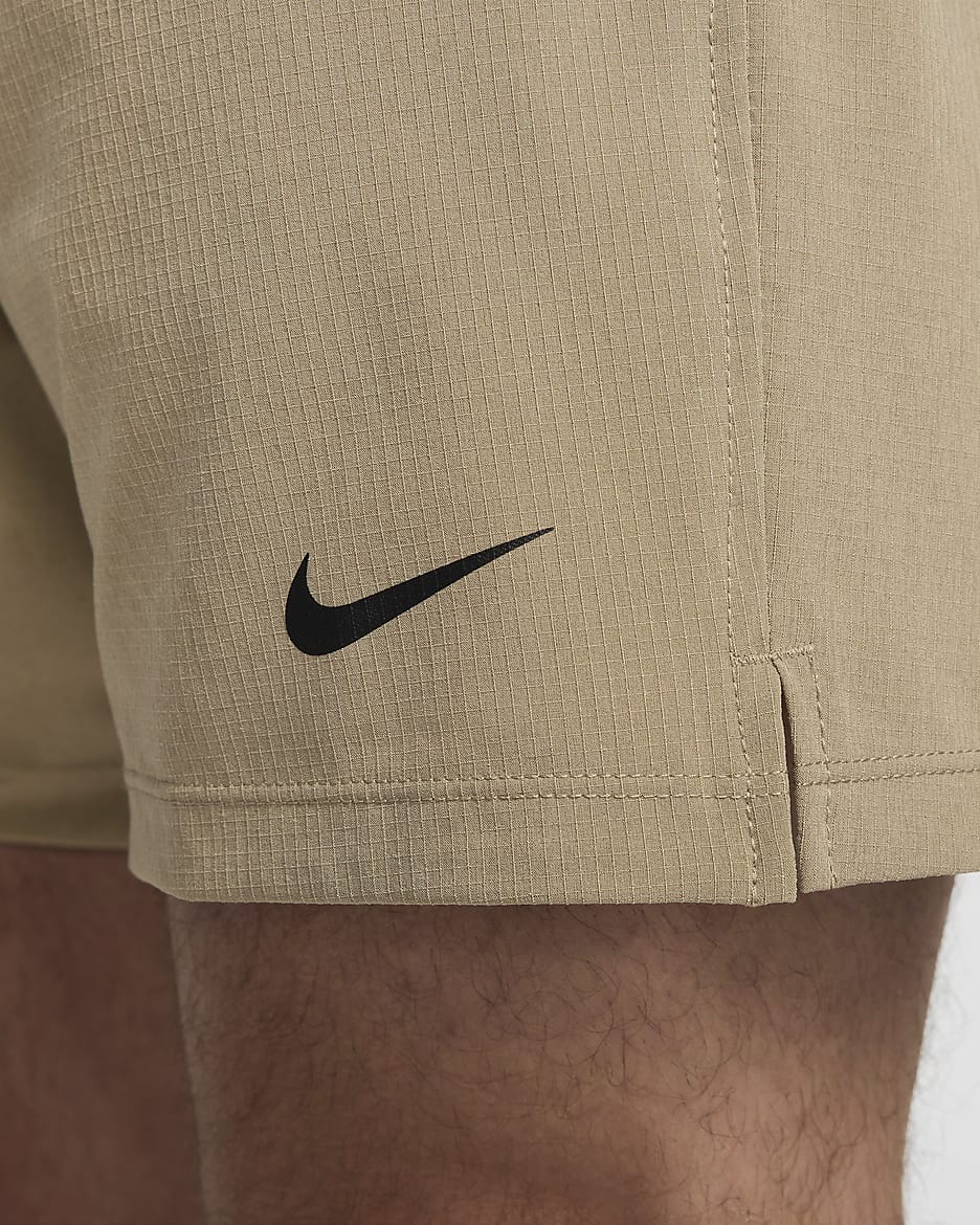 Męskie spodenki do fitnessu bez podszewki 18 cm Dri-FIT Nike Flex Rep 4.0 - Khaki/Czerń/Czerń