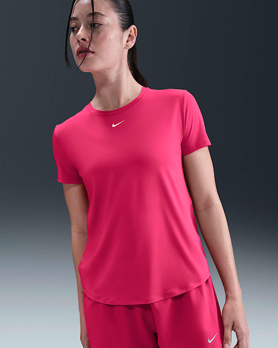 Nike One Classic Part superior de màniga curta Dri-FIT - Dona - Rush Pink/Blanc