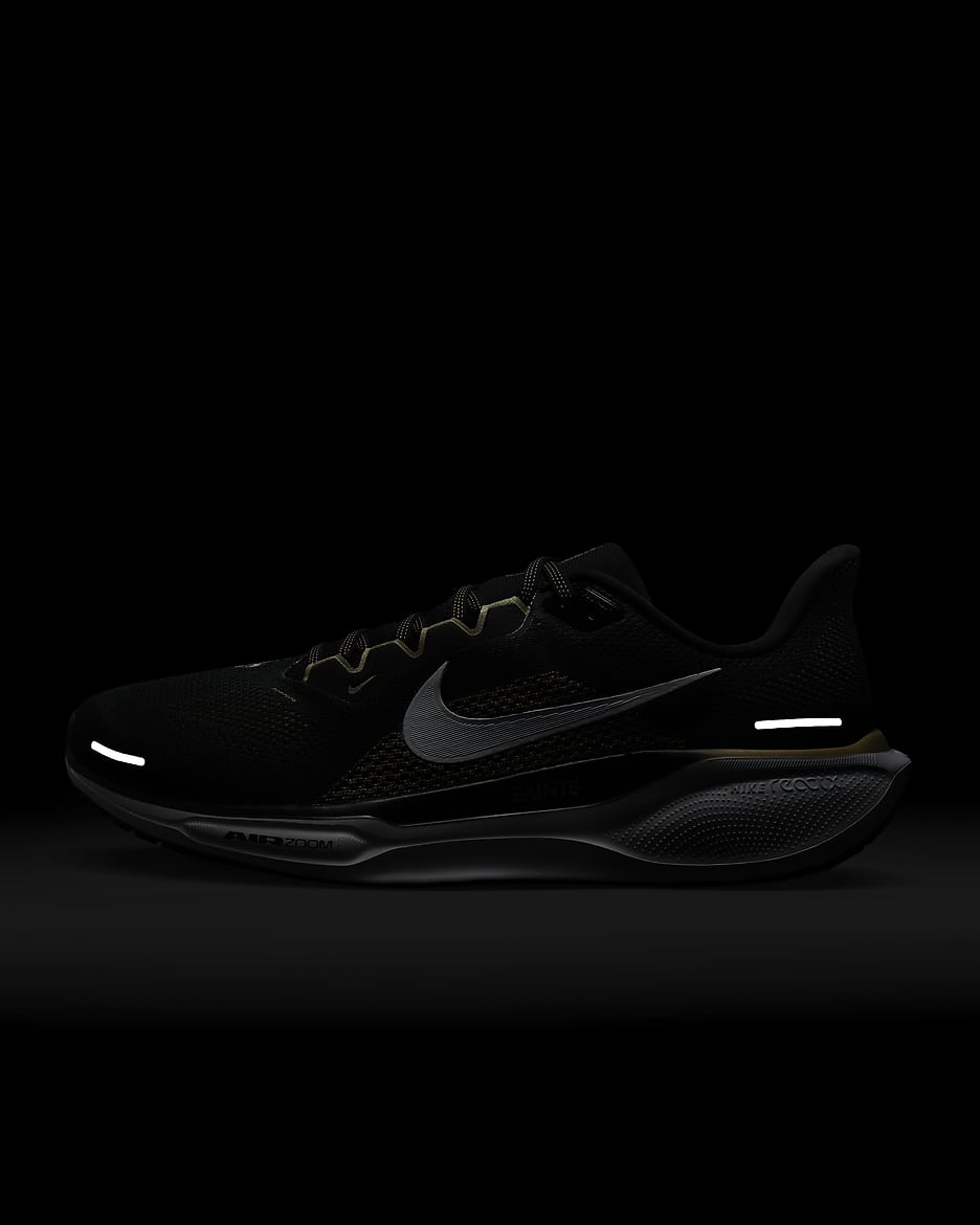 Tenis de correr en pavimento para hombre Nike Pegasus 41 NFL New Orleans Saints - Negro/Blanco/Oro team/Blanco