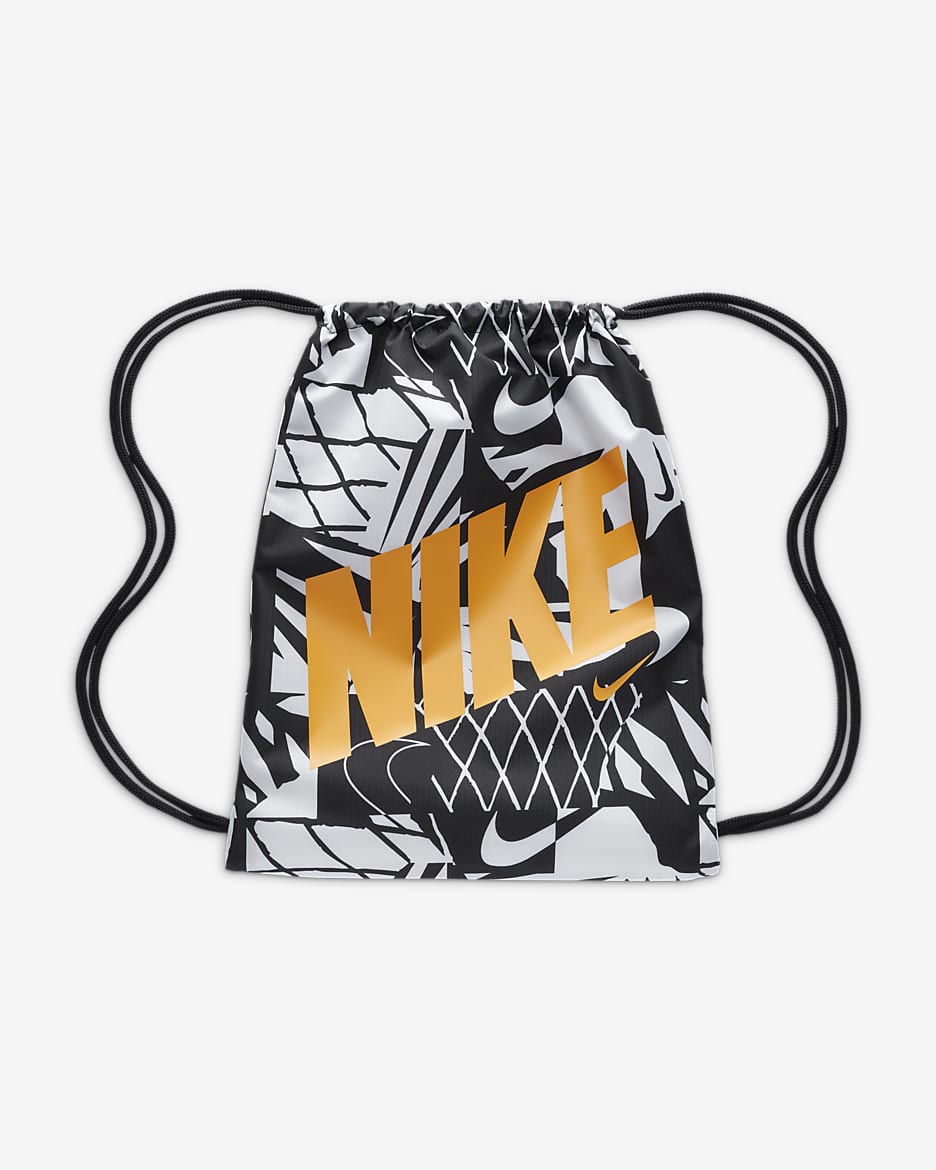 Nike Kids' Drawstring Bag (12L) - Black/White/Vivid Orange