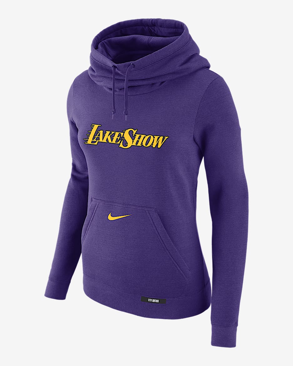 Sudadera con cuello de embudo Nike de la NBA de tejido Fleece para mujer Los Angeles Lakers Club City Edition - Morado campo