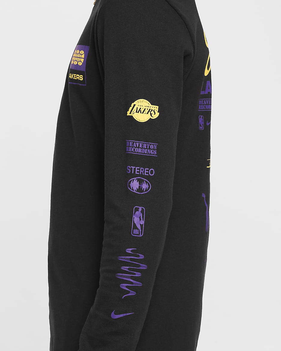 T-shirt z długim rękawem dla dużych dzieci (chłopców) Nike NBA Los Angeles Lakers Essential - Czerń