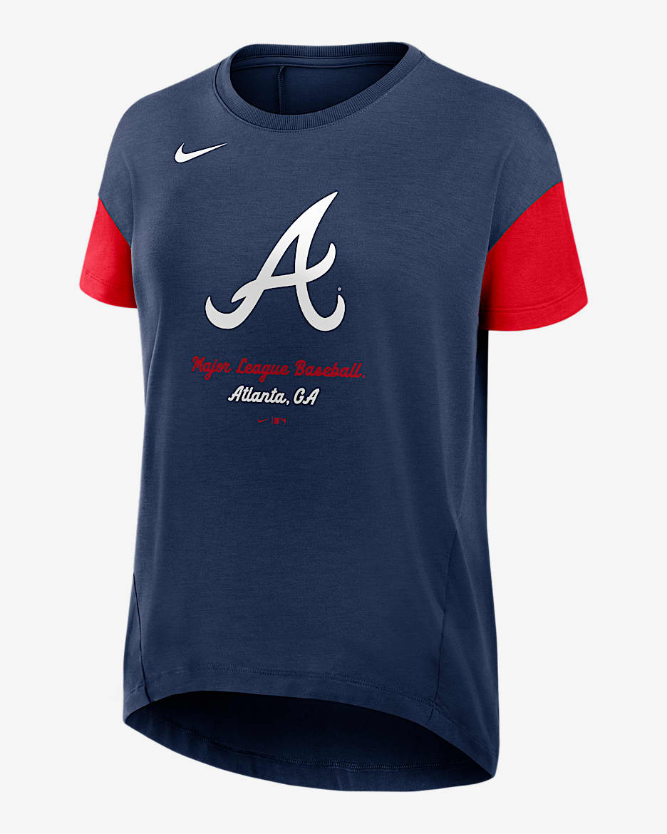 Playera Nike Dri-FIT de la MLB para mujer Atlanta Braves Flowy - Azul marino