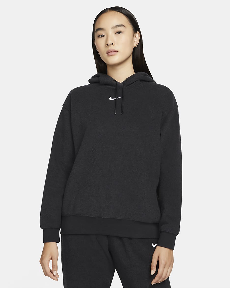 Nike Sportswear Essentials Women's Plush Hoodie - Black/White