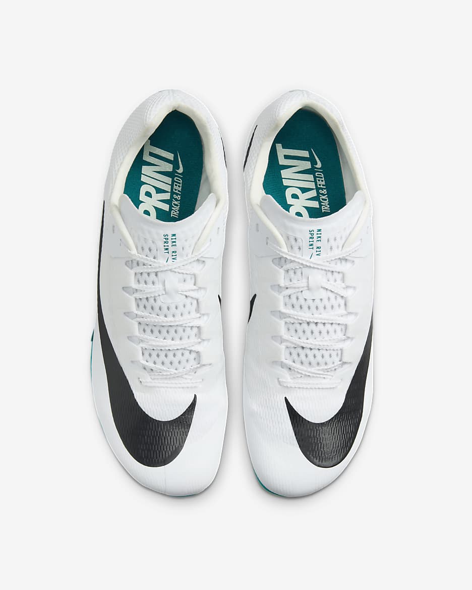 Tenis de atletismo con clavos para carreras rápidas Nike Zoom Rival - Blanco/Abeto brillante/Verde vapor/Negro