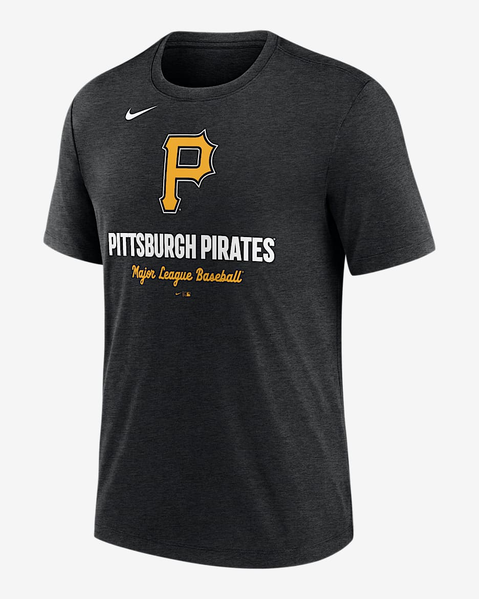 Pittsburgh Pirates Logo Men's Nike MLB T-Shirt - Black Heather