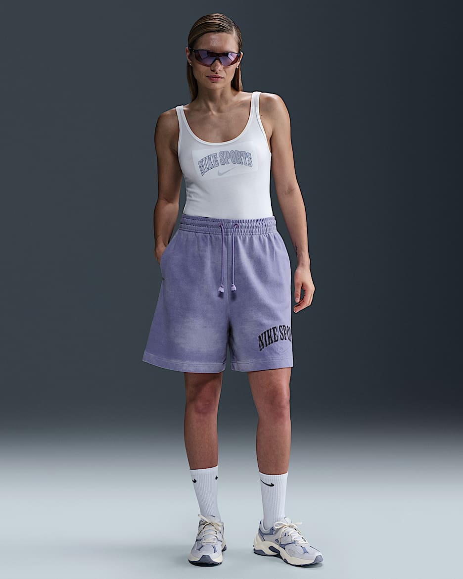 Shorts de French Terry de tiro alto para mujer Nike Sportswear Phoenix Fleece - Amatista empolvado