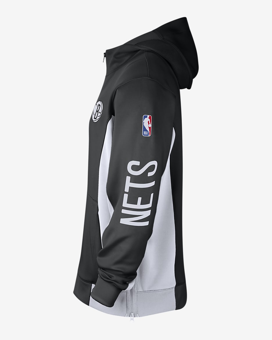 Brooklyn Nets Showtime Nike Dri-FIT NBA-hettejakke til herre - Svart/Hvit/Hvit/Hvit